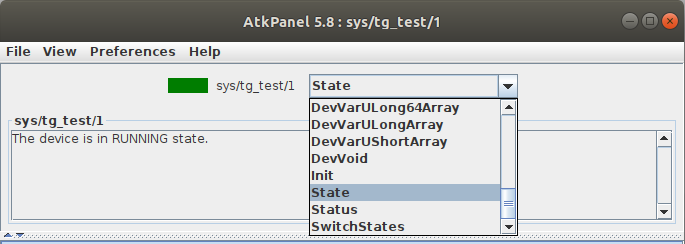 Command drop-down list