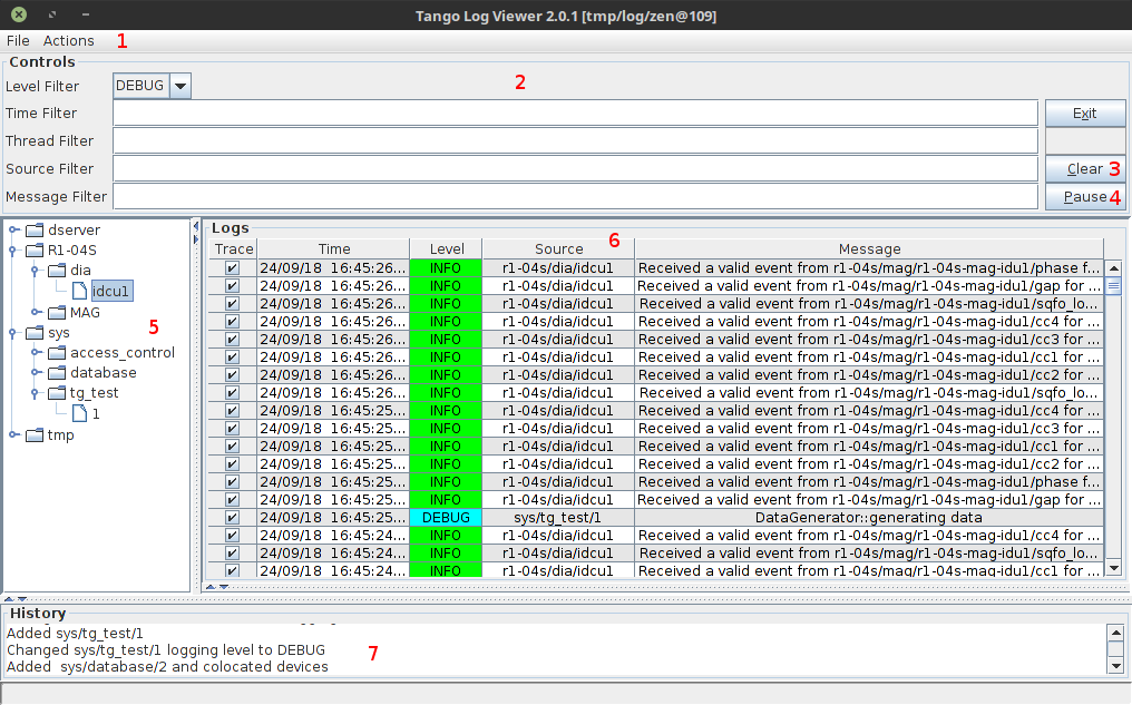 LogViewer main window